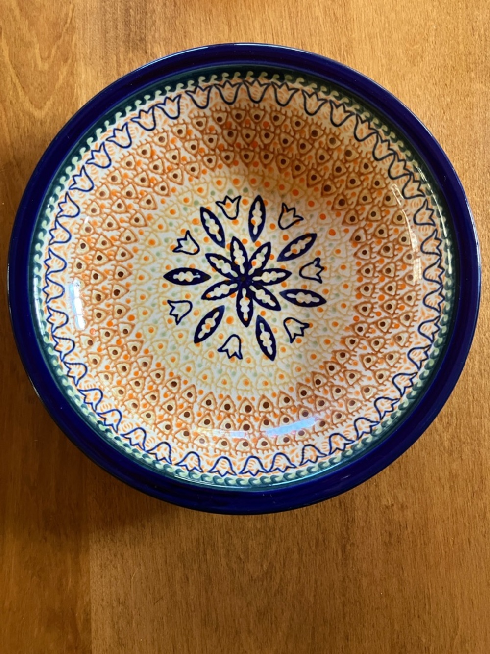 Unikat Blue and Orange Decorative Ceramic Serving Bowl
